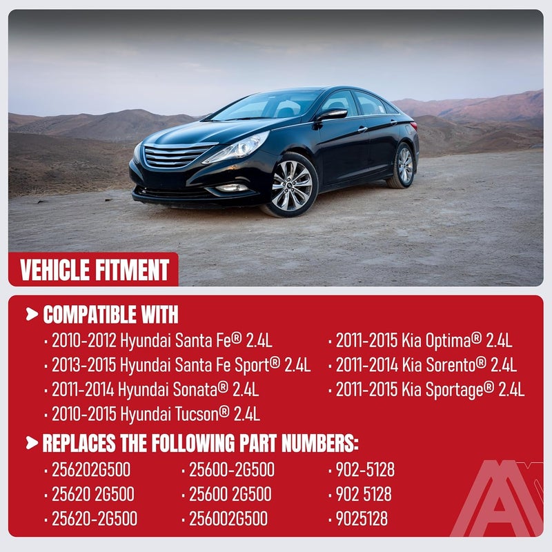 AA Ignition مجموعة غلاف ترموستات سائل التبريد للمحرك - متوافقة مع هيونداي وكيا 2.4 لتر - سانتا في، سبورت، سوناتا، توكسون، أوبتيما، سورينتو، سبورتاج - تحل محل 256202G500، 25600-2G500، 902-5128 - Image 4